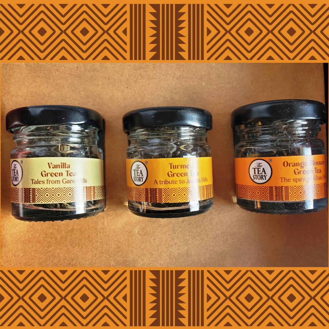 Meghalaya Green Tea Trio Gift Box; Premium Meghalaya Tea Selection; Gift Box with Jaintia, Khasi, and Garo Hills Teas; Exclusive Meghalaya Tea Blends Collection; Artisan Tea Box from Meghalaya's Hills"