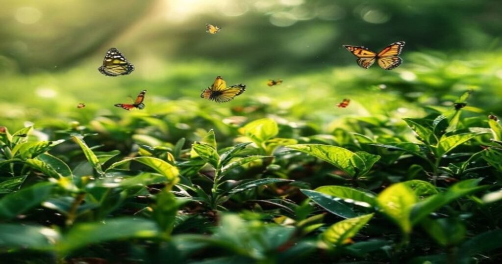 Natural biodiverse tea garden without pesticides